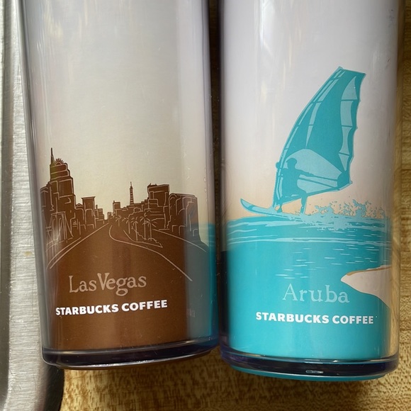 Starbucks travel tumblers 1 is Las Vegas Nevada and 1 is Aruba new without tags - Picture 4 of 6